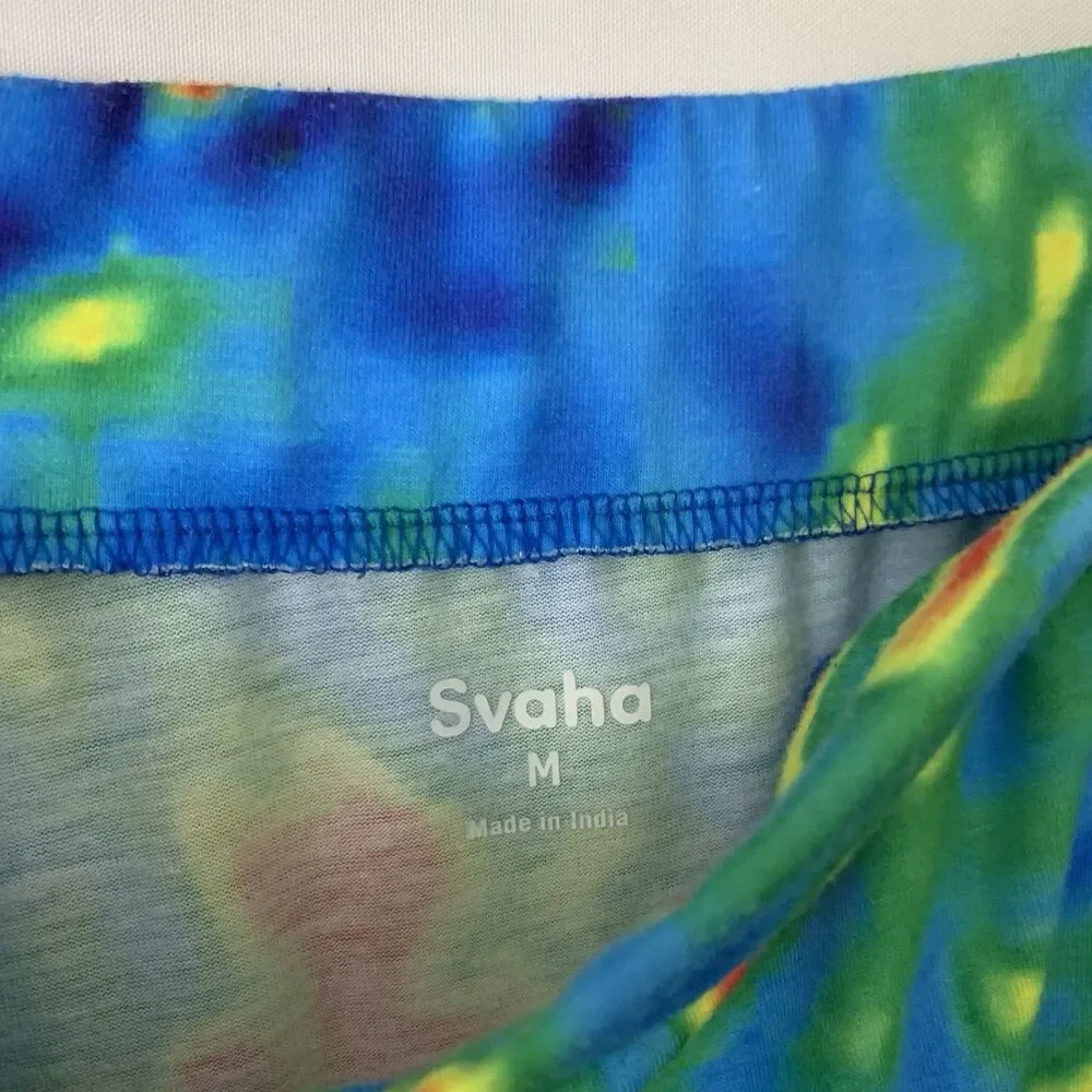 Svaha A-Line Tie Dye Heat Map Abstract Print Pull On Maxi Skirt Size M Pockets